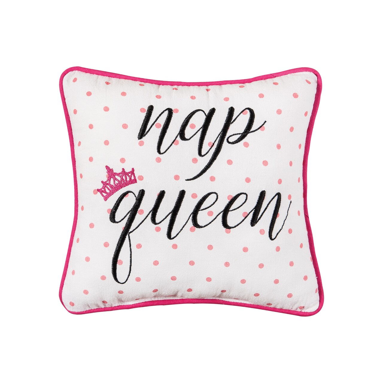 Nap Queen Printed and Embroidered Small/Petite Accent Pillow, 10" x 10"